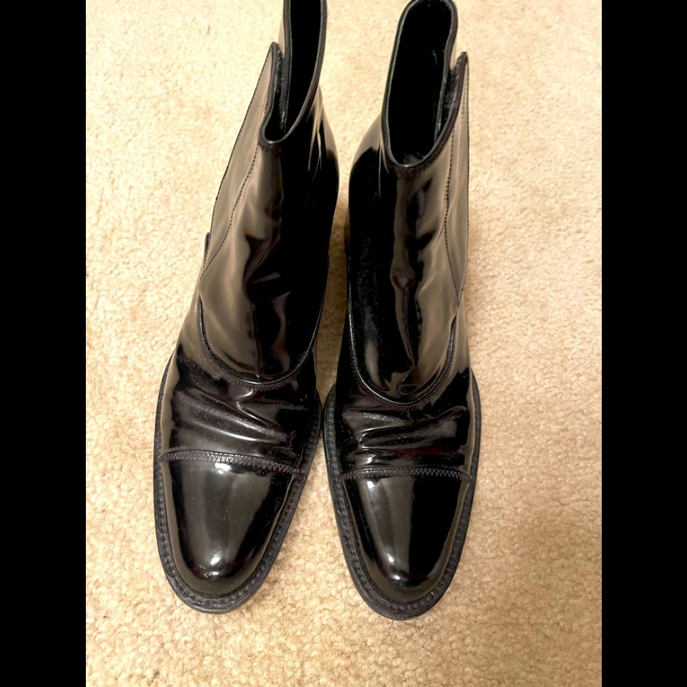 Black Patent Leather Prada Boots Size 9 Womens